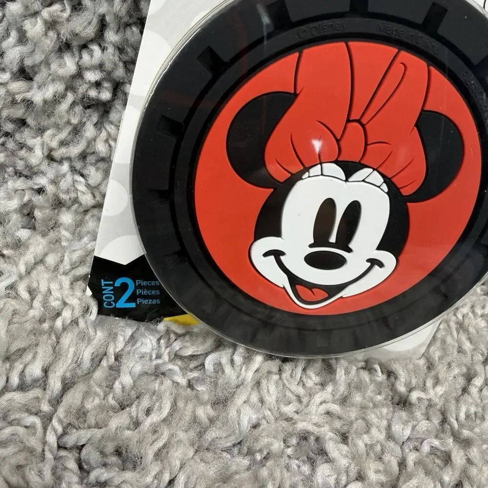 Pair of 2 Minnie Mouse Automobile Cup Holder Coasters New in Package